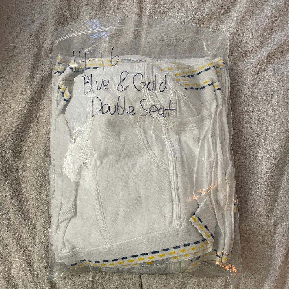 Deadstock 24 PACK Tiger Briefs Boys 14-16 White Blue Gold Double Seat Underwear